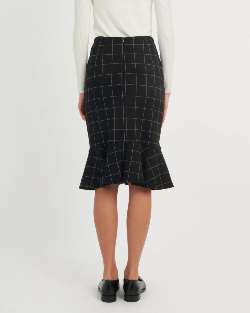 Mya Grid Fluted Hem Skirt