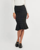 Mya Grid Fluted Hem Skirt