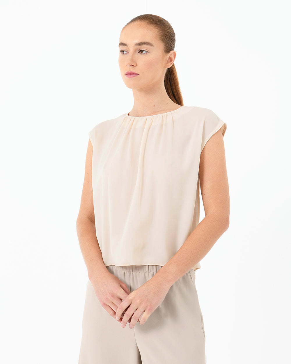 Jolie Pleat Neck Blouse