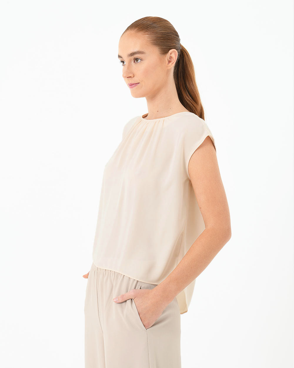 Jolie Pleat Neck Blouse