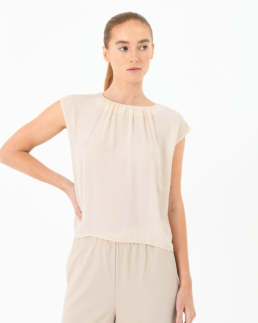 Jolie Pleat Neck Blouse