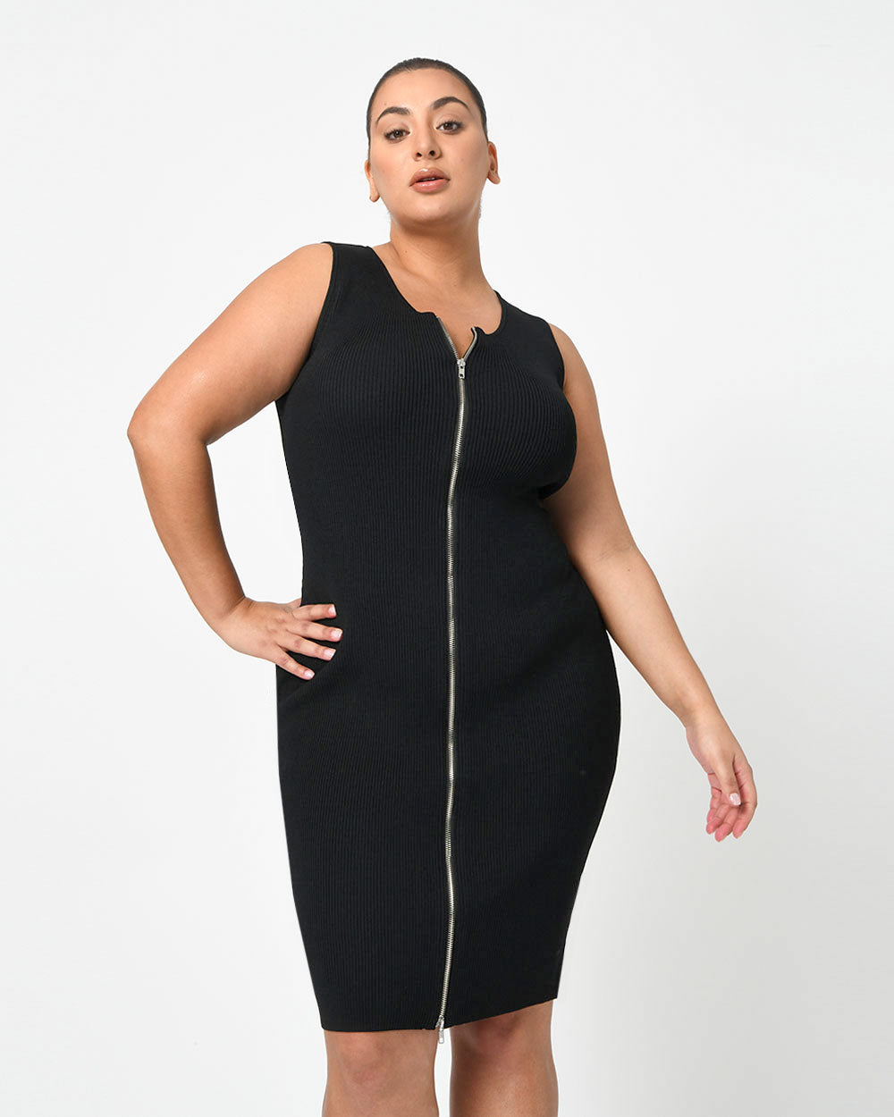 Cassandra Front Zip Knit Dress
