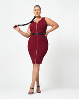 Cassandra Front Zip Knit Dress