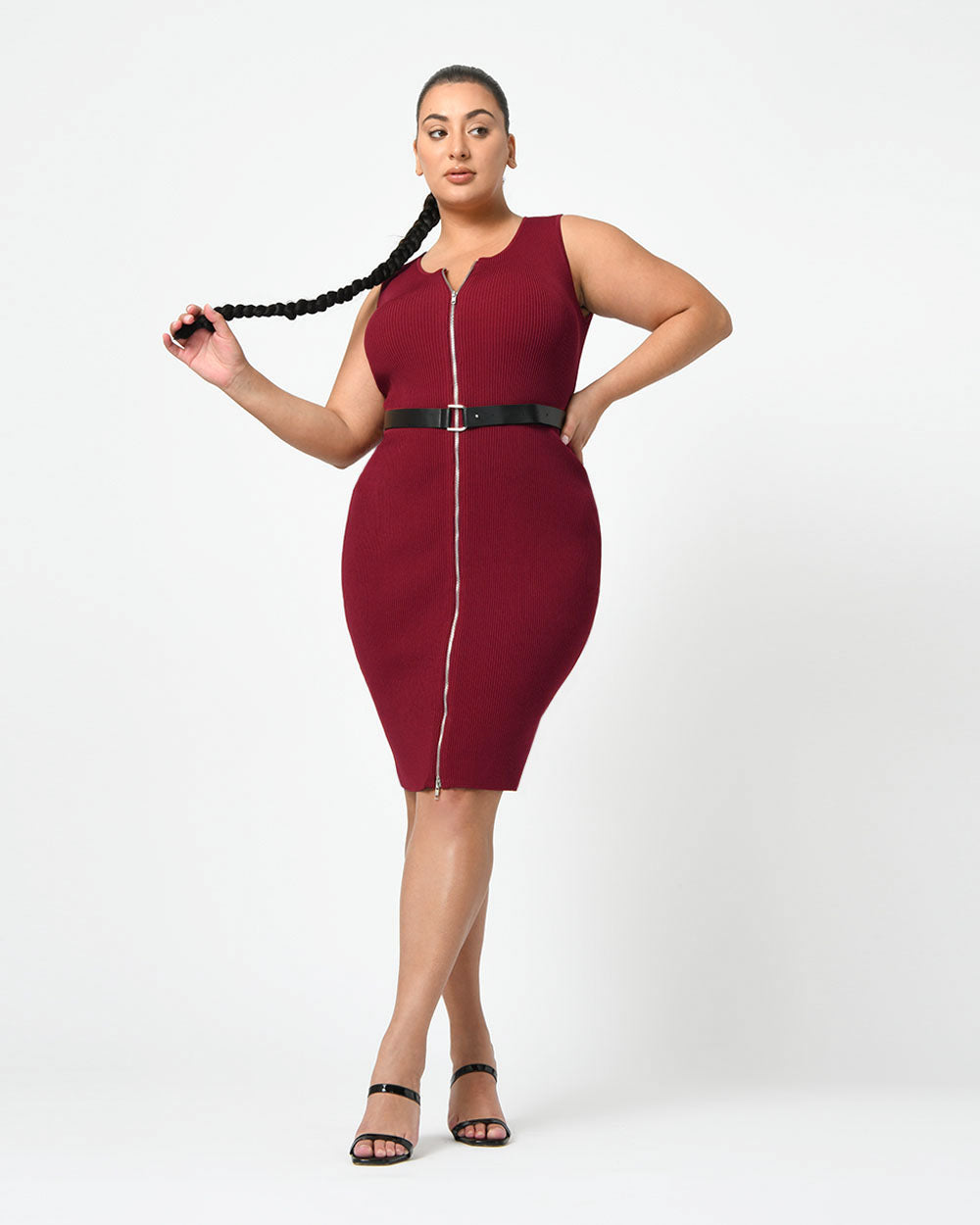 Cassandra Front Zip Knit Dress