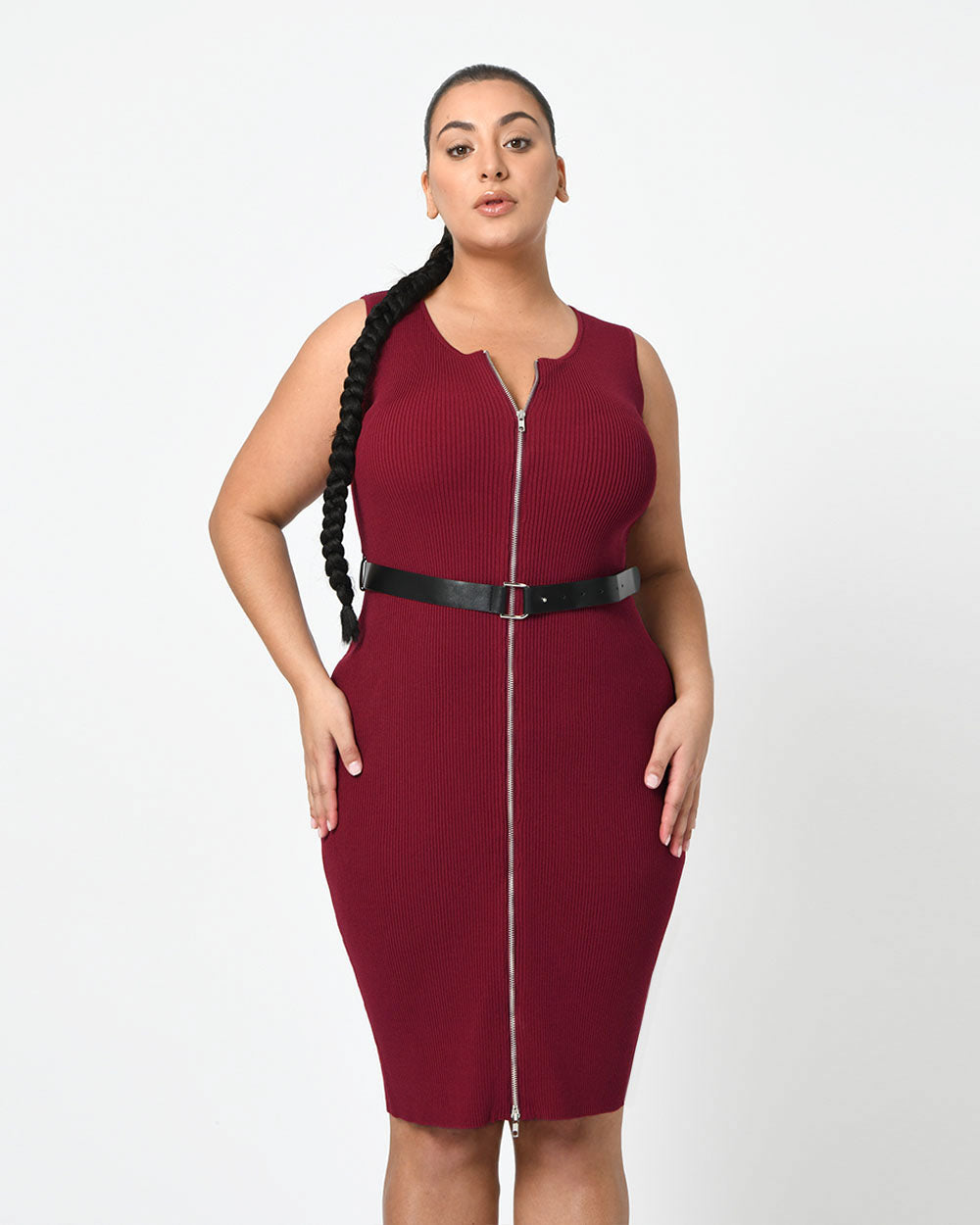 Cassandra Front Zip Knit Dress