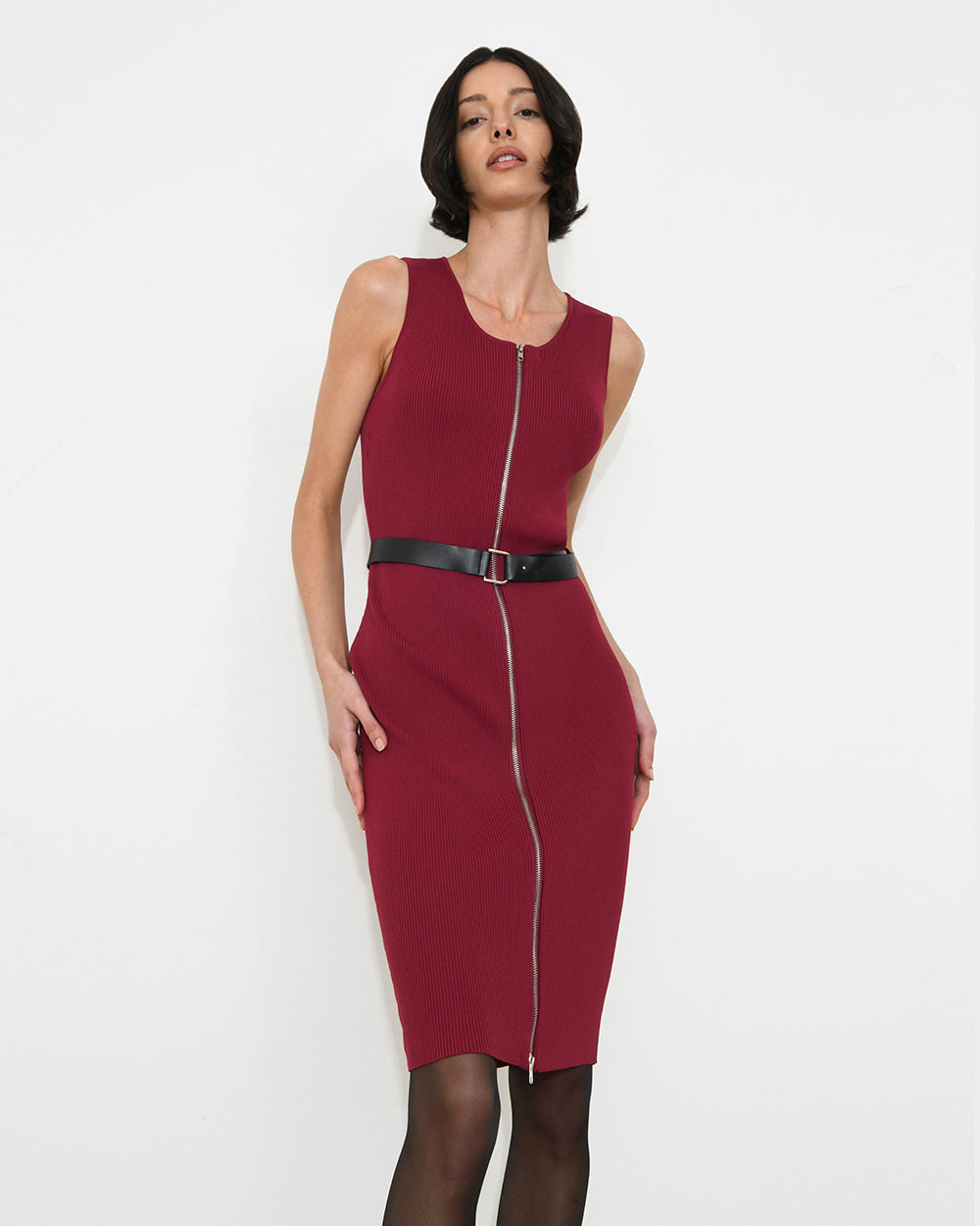 Cassandra Front Zip Knit Dress
