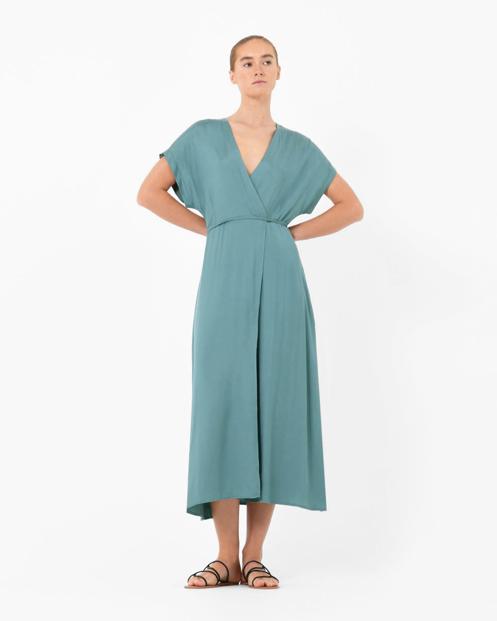 Adelyne Long Cupro Wrap Dress