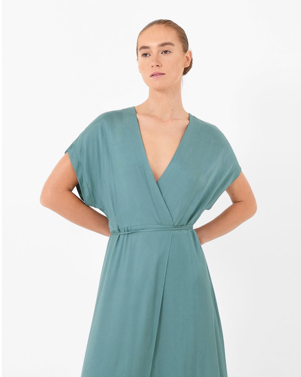 Adelyne Long Cupro Wrap Dress