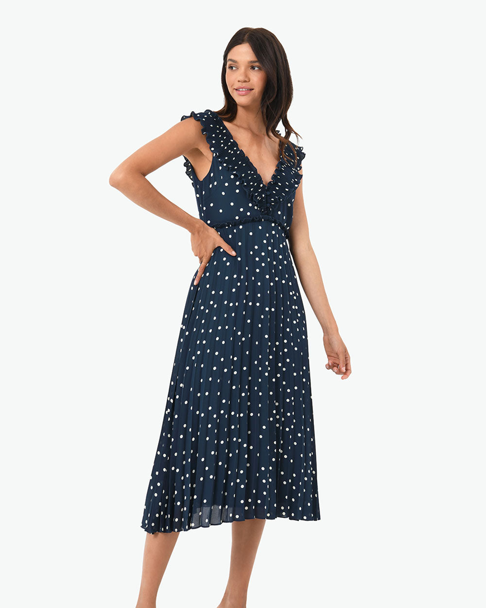Karis Polka Dot Pleated Dress