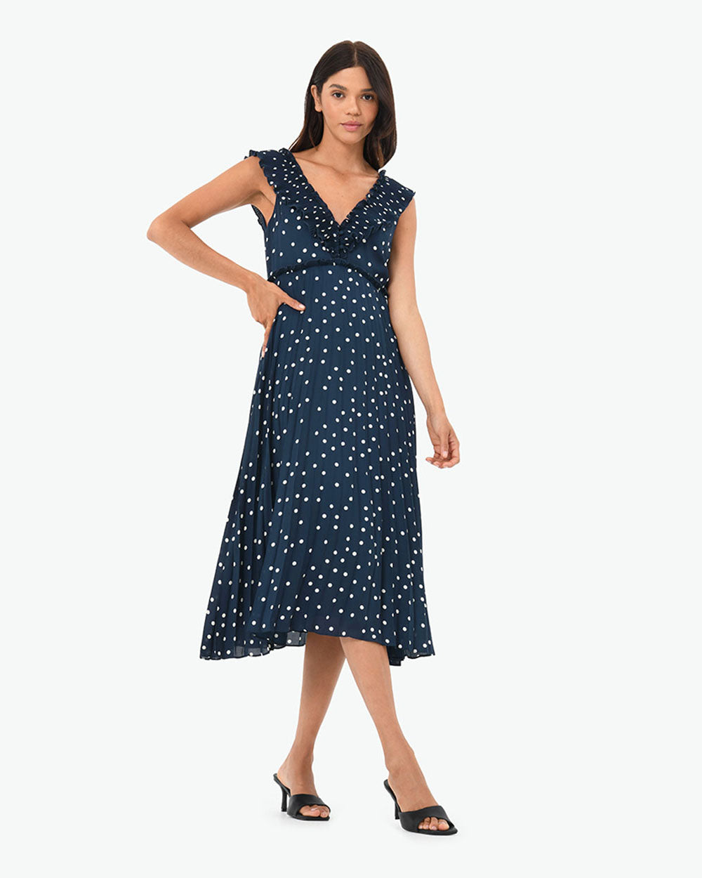 Karis Polka Dot Pleated Dress