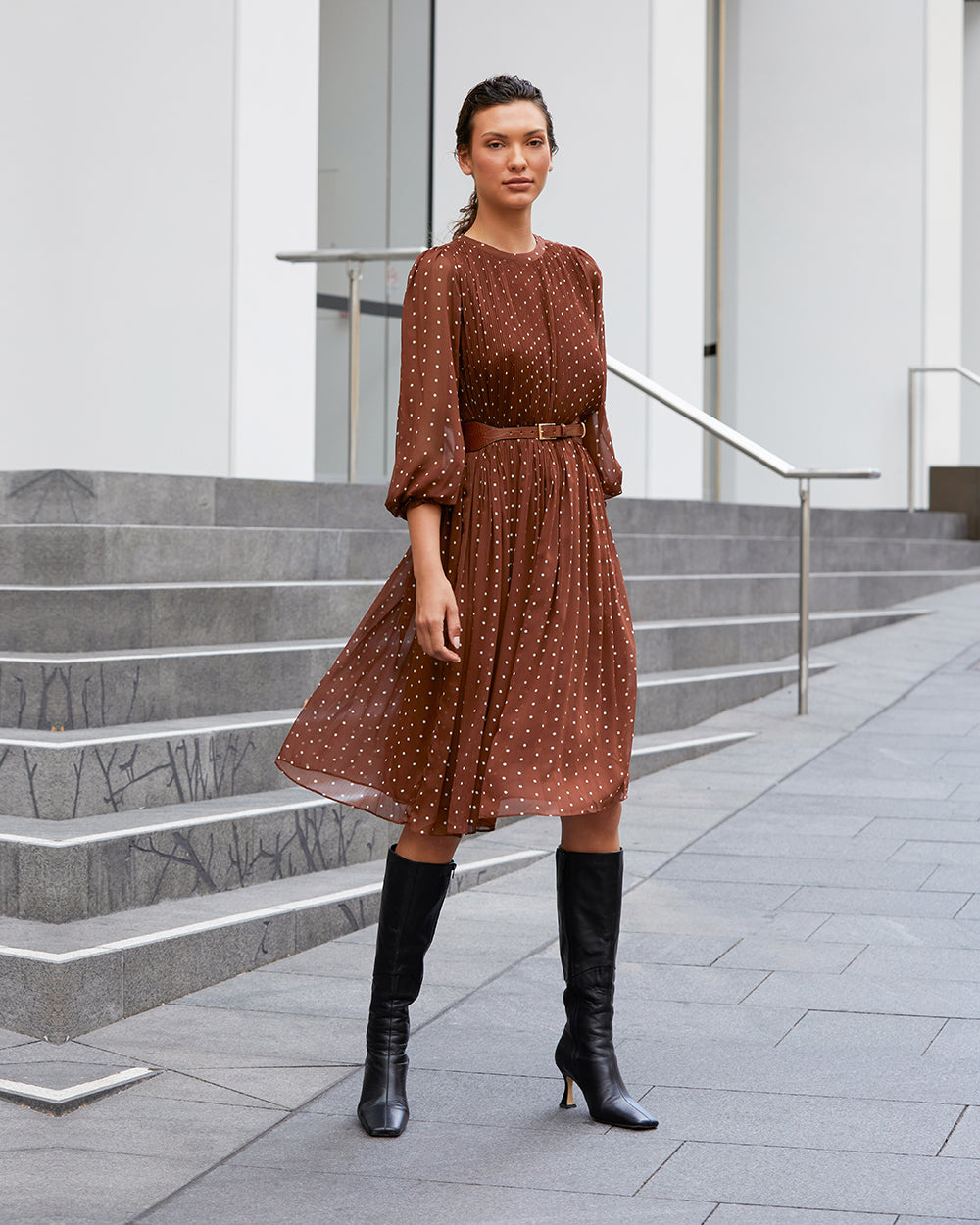 Telsa Pleated Midi Dress