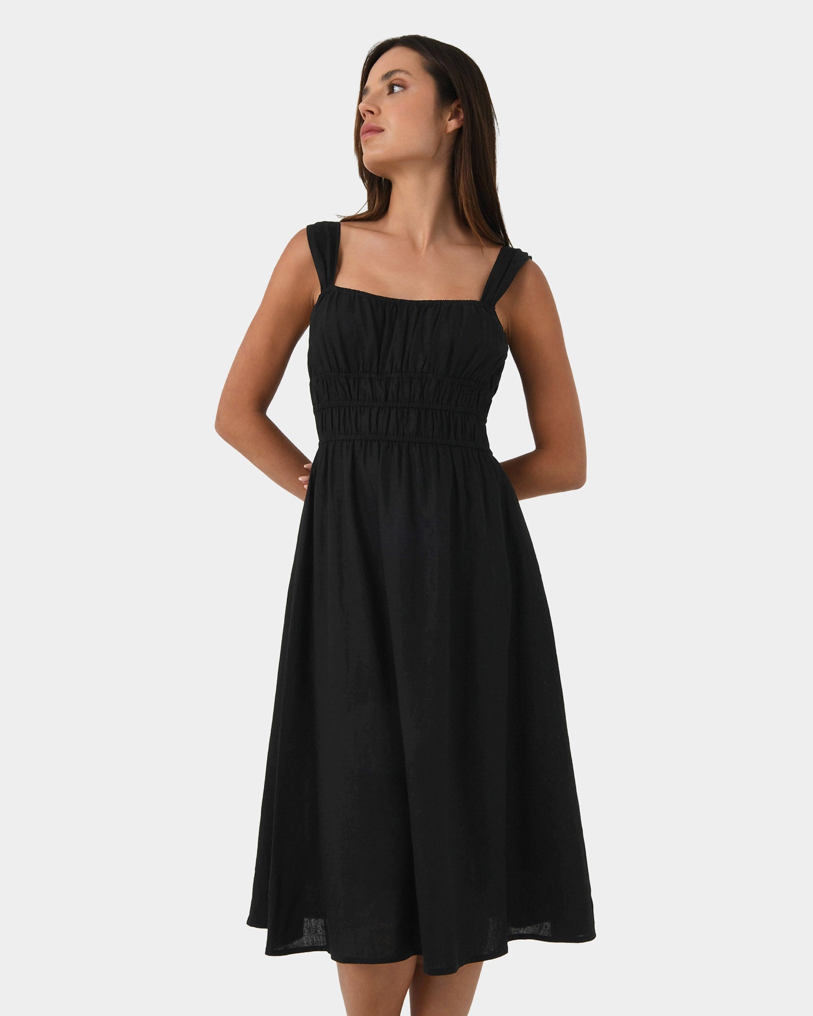 Solita Shirred Linen Dress