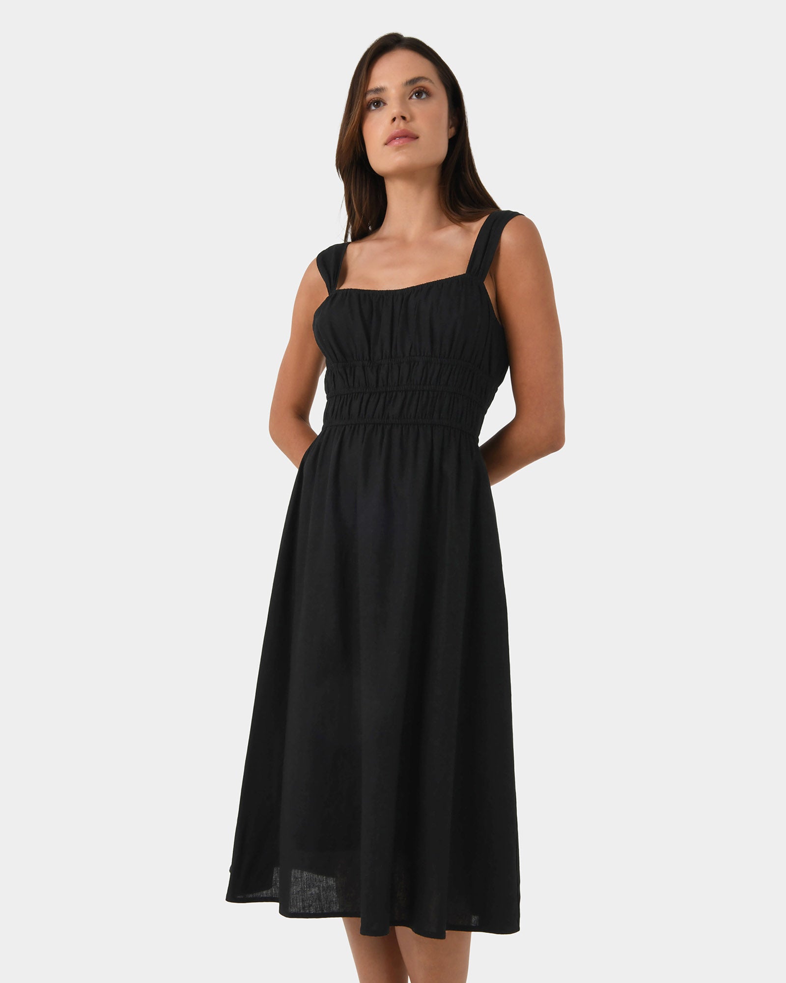 Solita Shirred Linen Dress