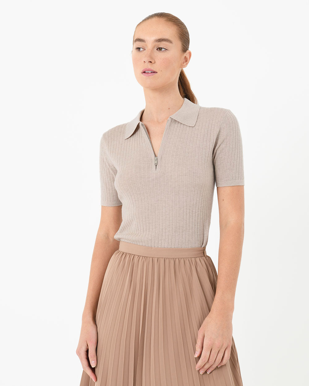 Brissa Zip Collared Knit