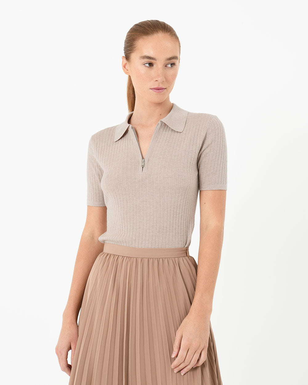 Brissa Zip Collared Knit