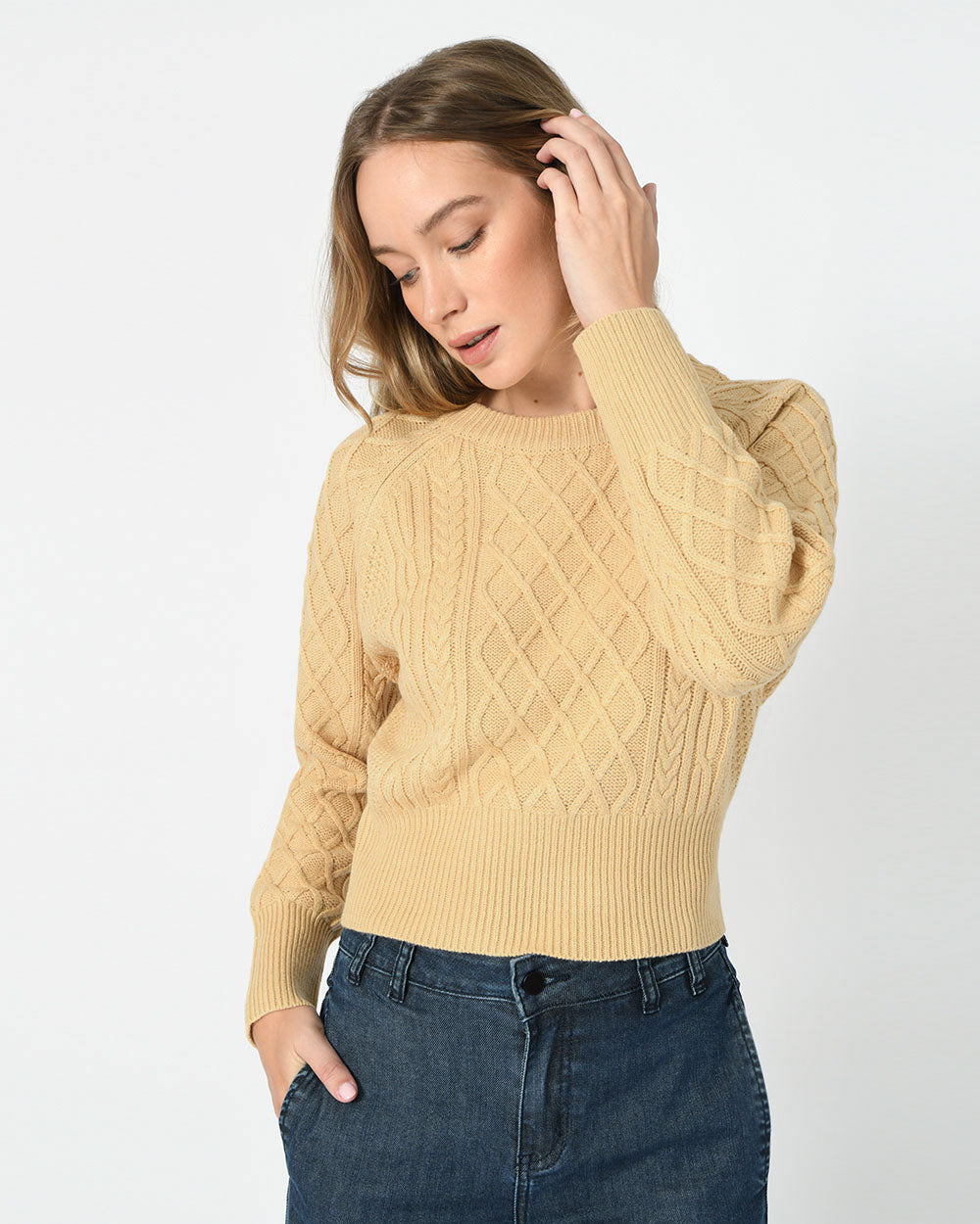 Carolyn Cropped Cable Knit