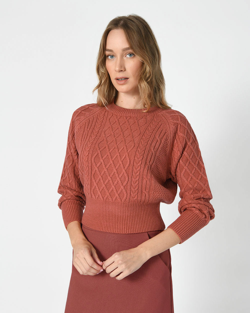 Carolyn Cropped Cable Knit