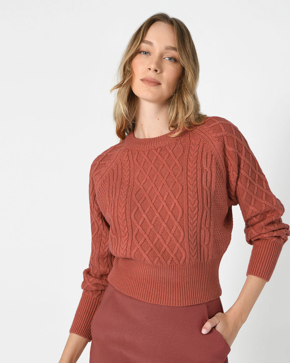 Carolyn Cropped Cable Knit