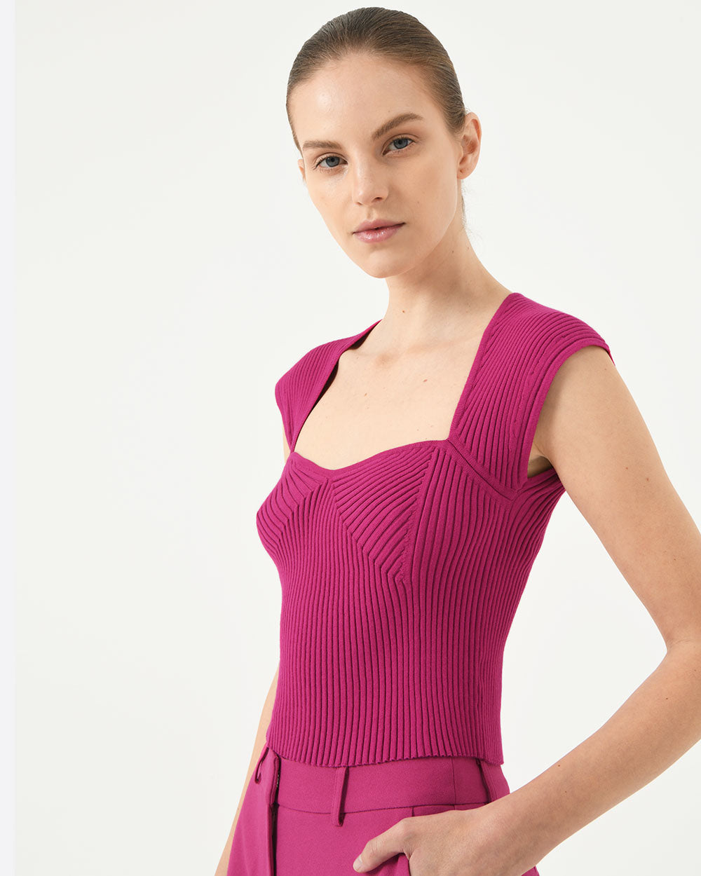 Mara Heart Neck Knit Top