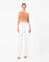 Cher Asymmetric Crop Knit Top