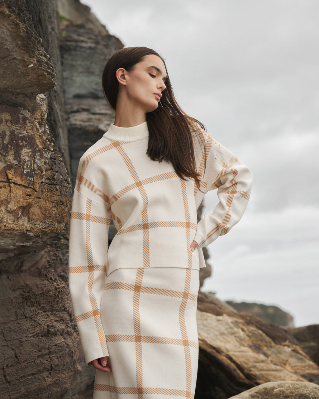 Evia Mock Neck Knit Jumper