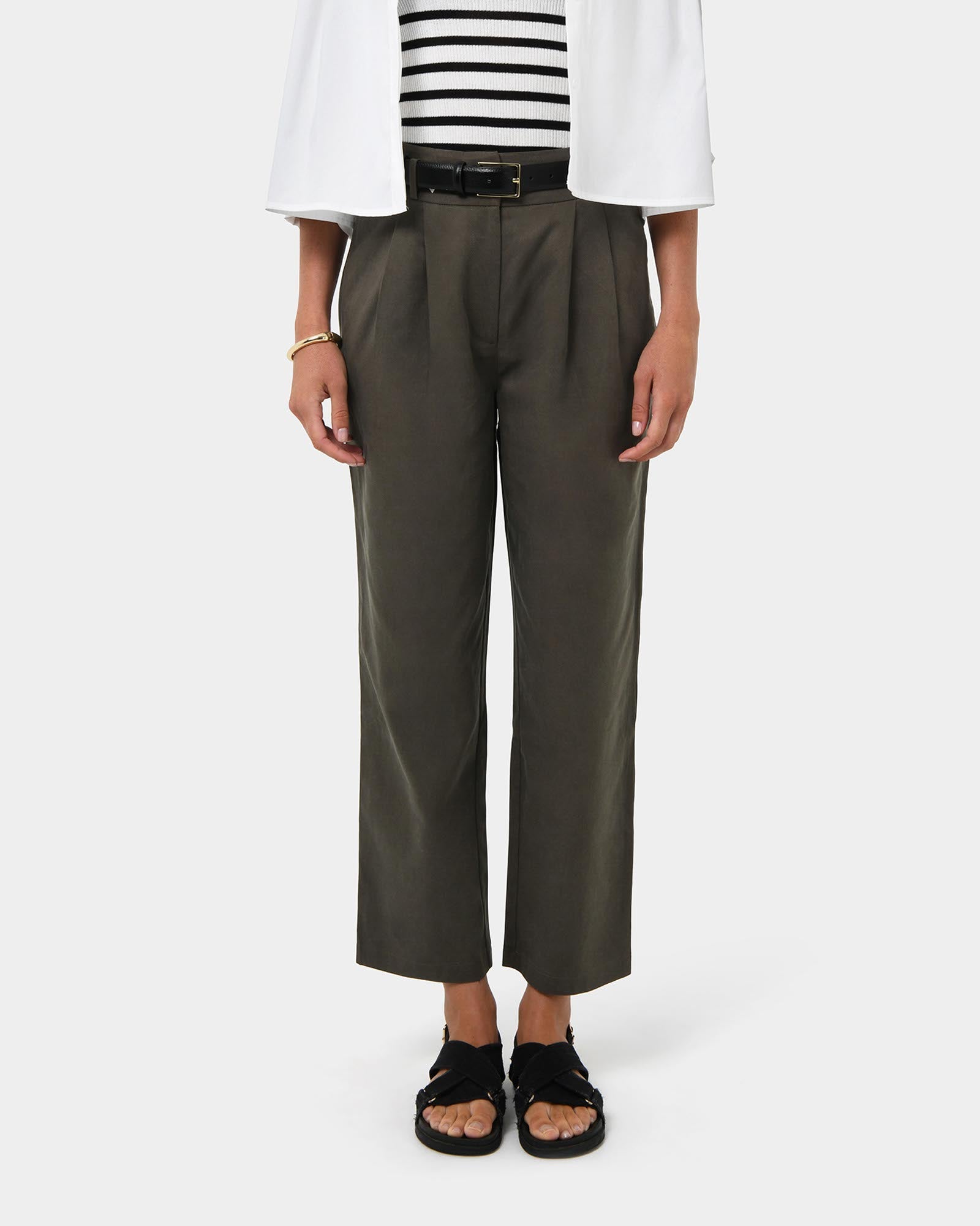 Mazzy Cotton Belted Trousers