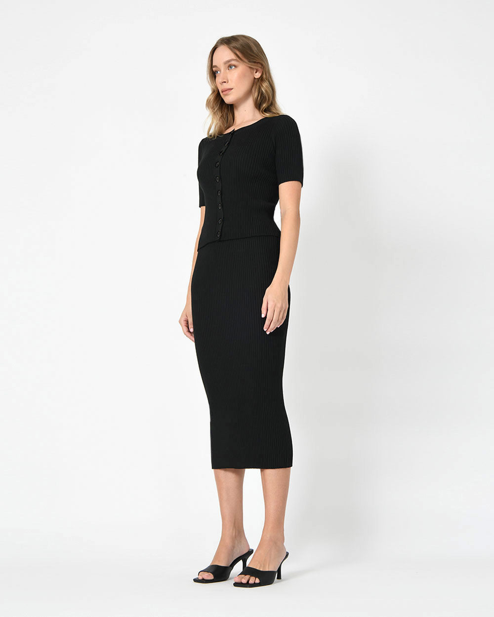 Alessia Rib-Knit Midi Skirt