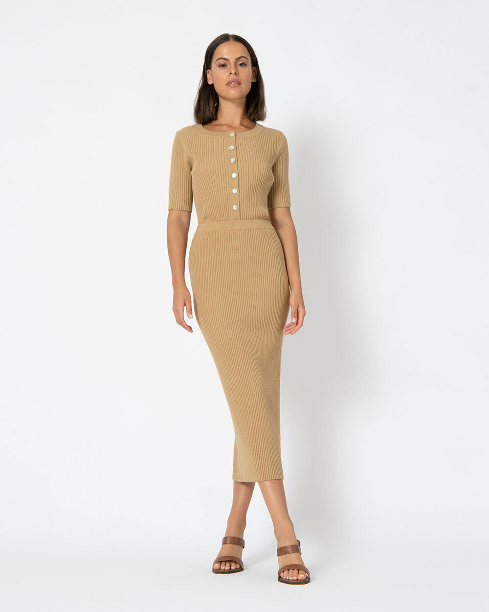 Alessia Rib-Knit Midi Skirt