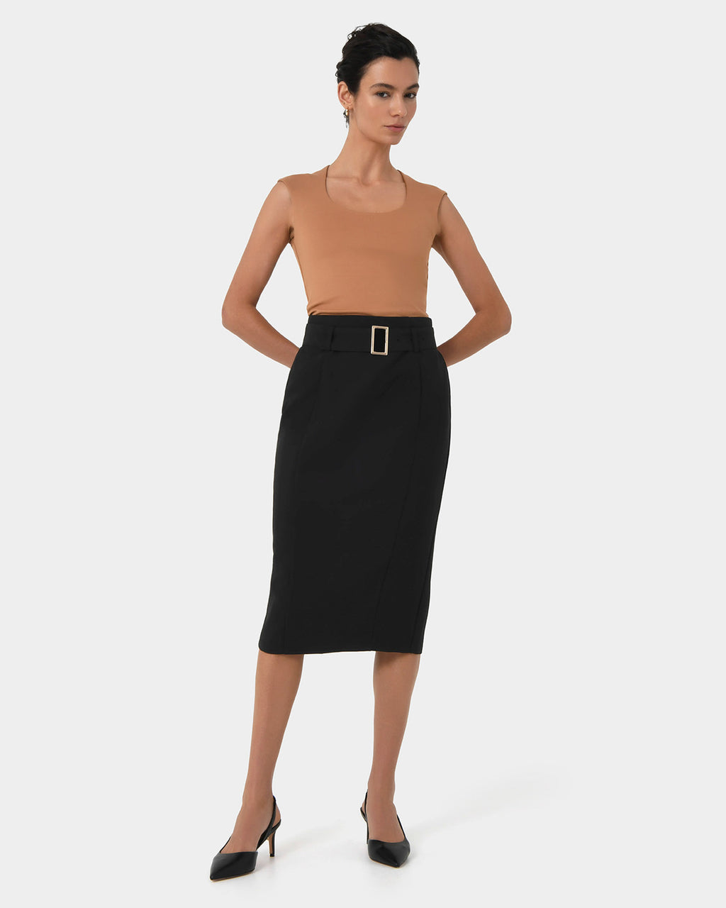 Victoria Belted Pencil Skirt