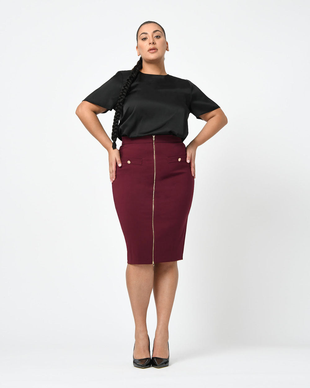 Eryn Front Zip Pencil Skirt
