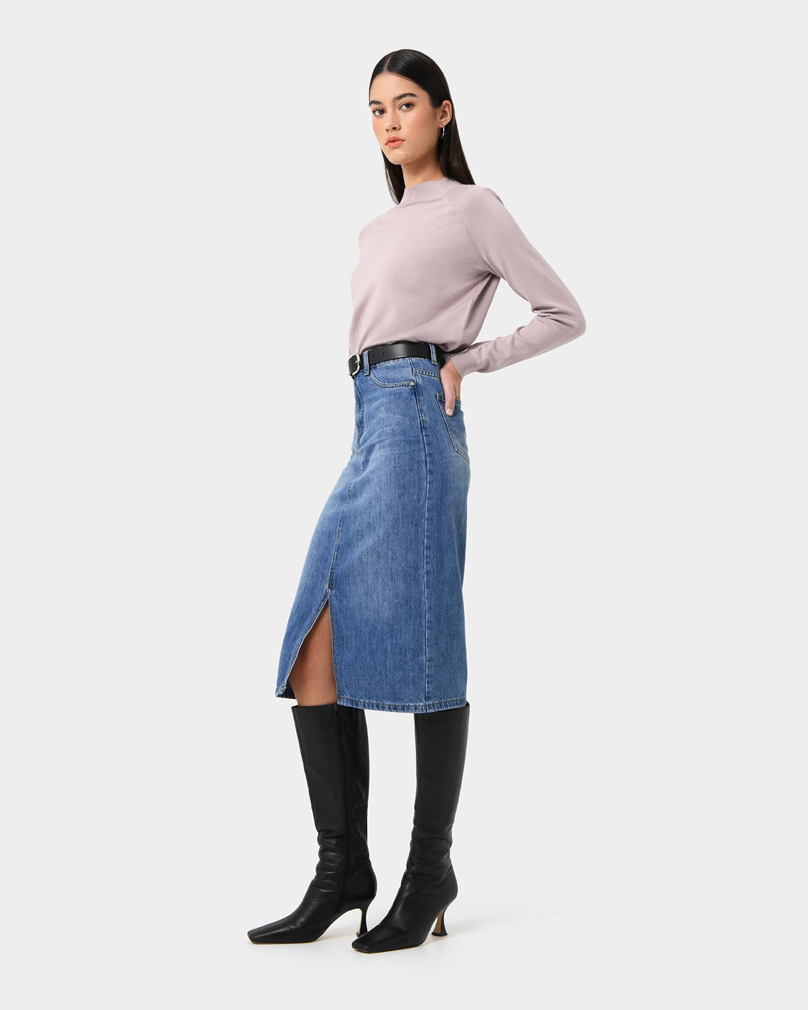 Brynn Slit Denim Skirt