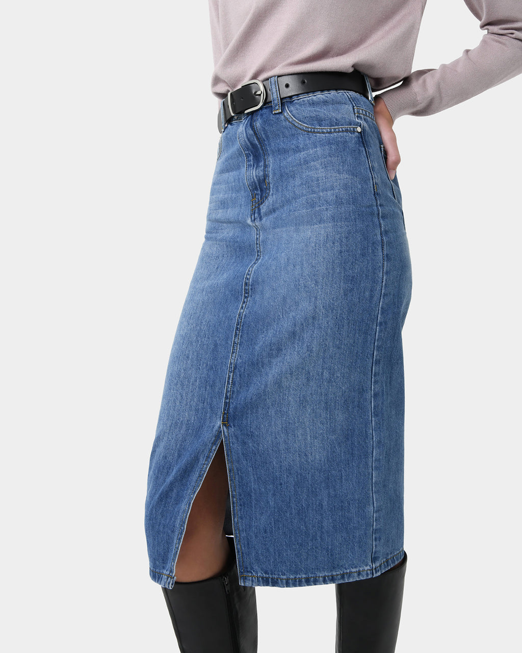 Brynn Slit Denim Skirt