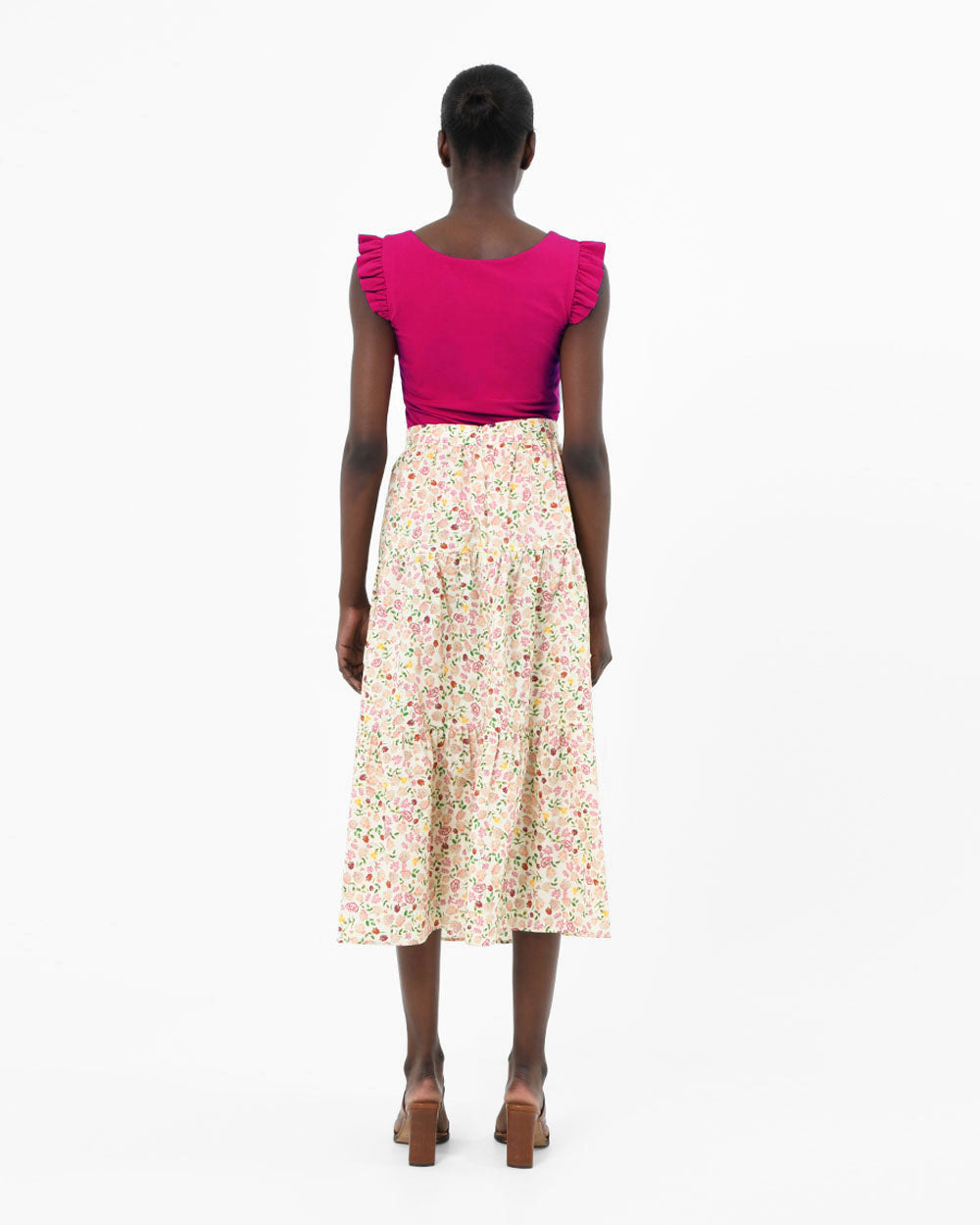 Doha Floral Print Tiered Skirt
