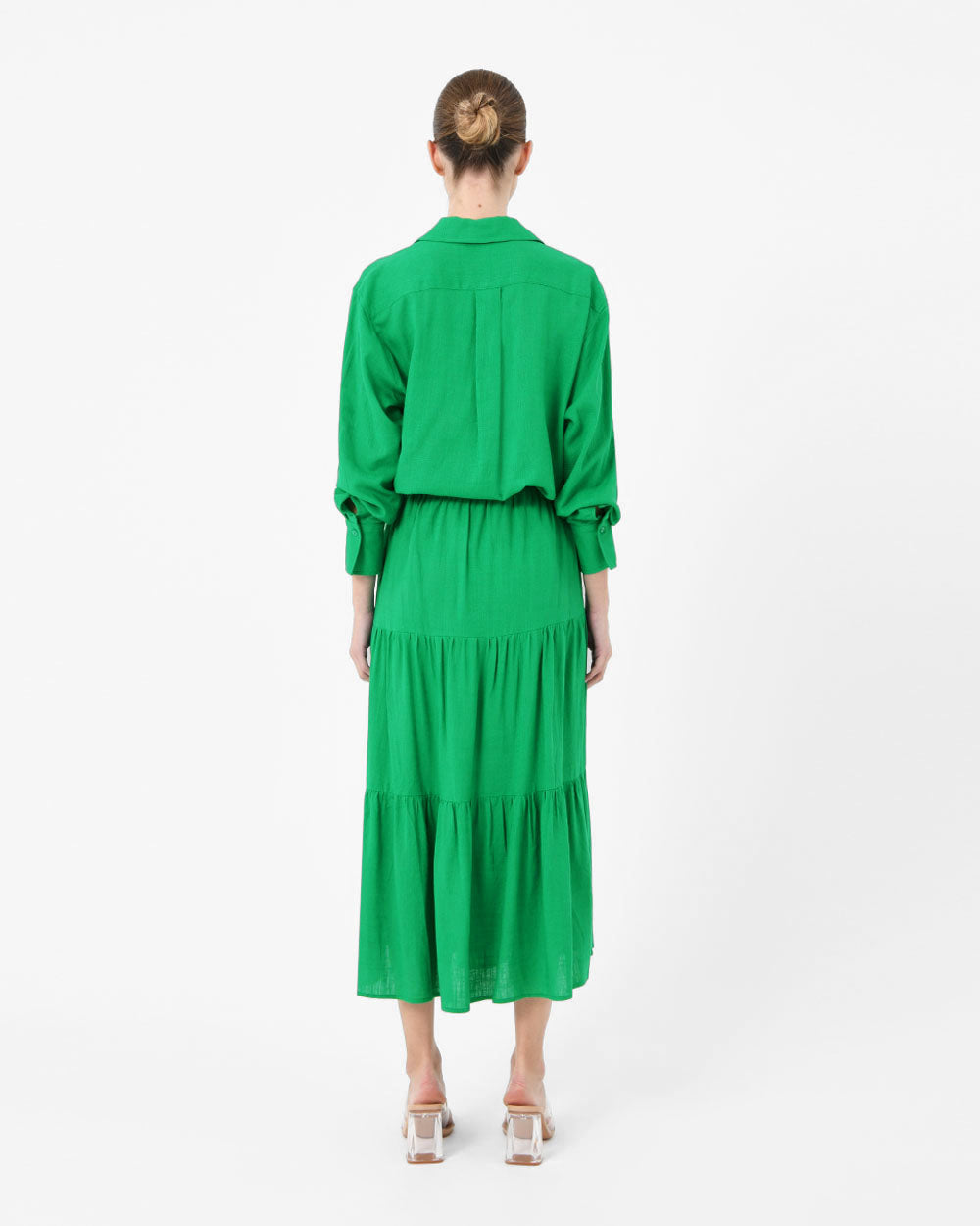 Nice Linen Blend Tiered Skirt