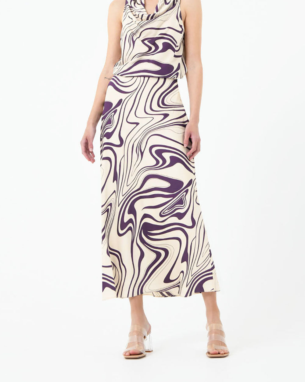 Gaia Printed Satin Skirt
