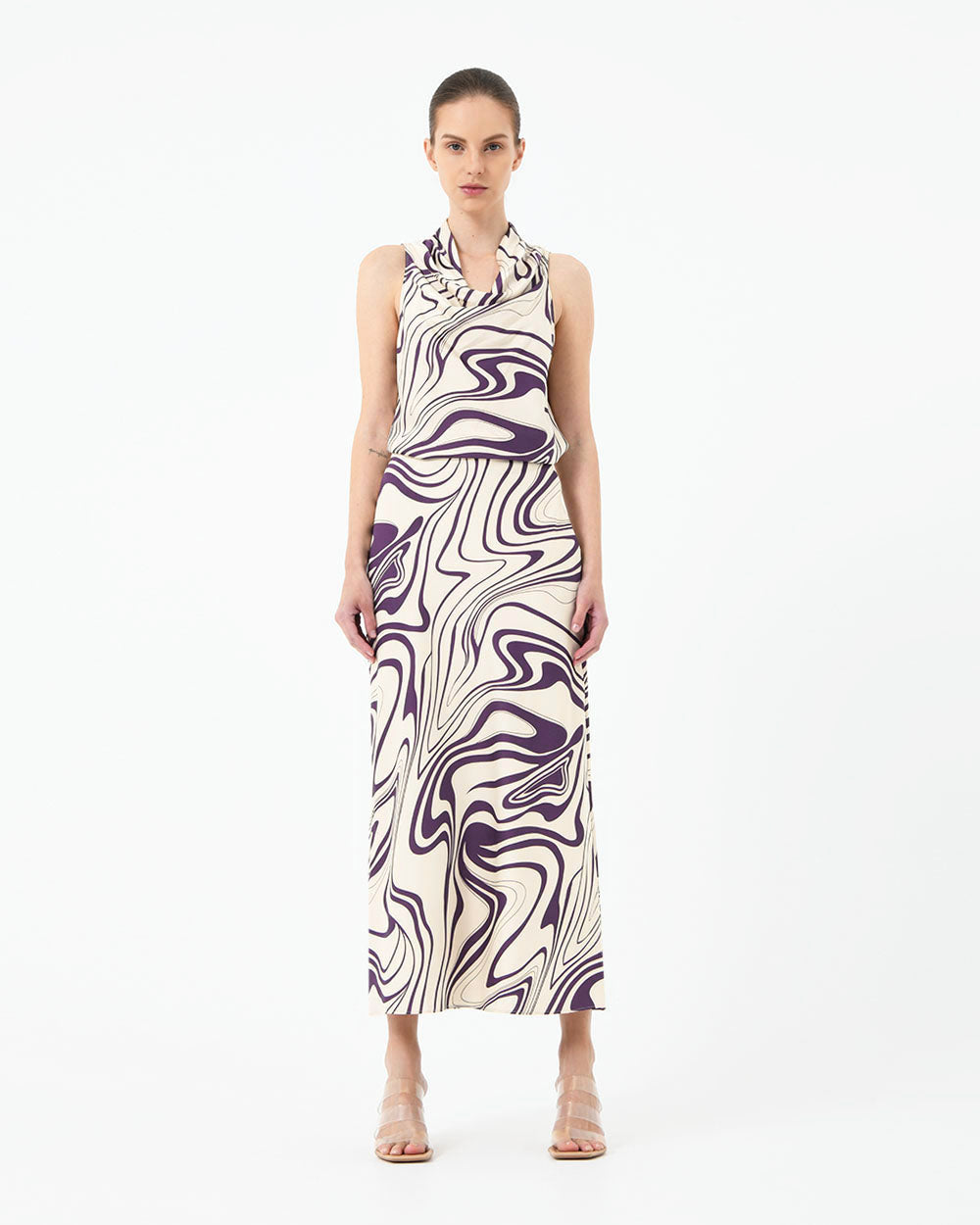 Gaia Printed Satin Skirt