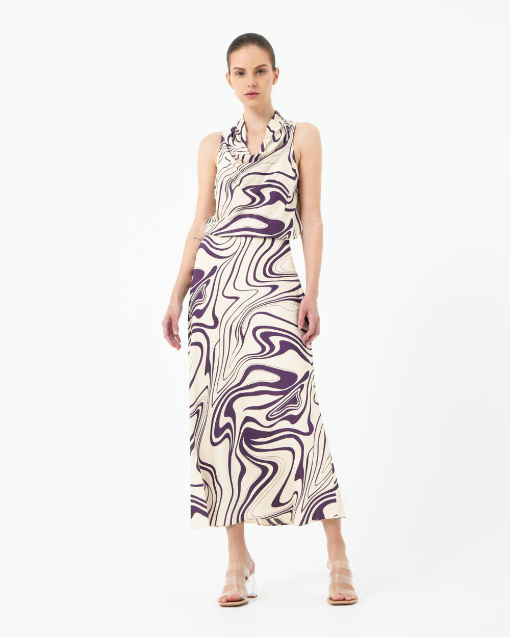 Gaia Printed Satin Skirt