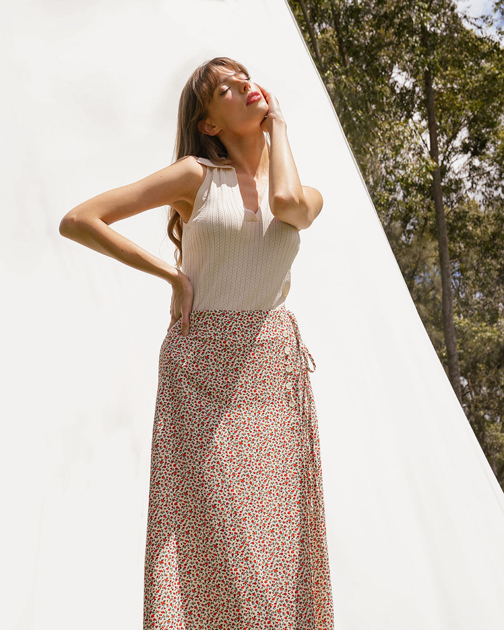 Marigold Buttoned Midi Skirt