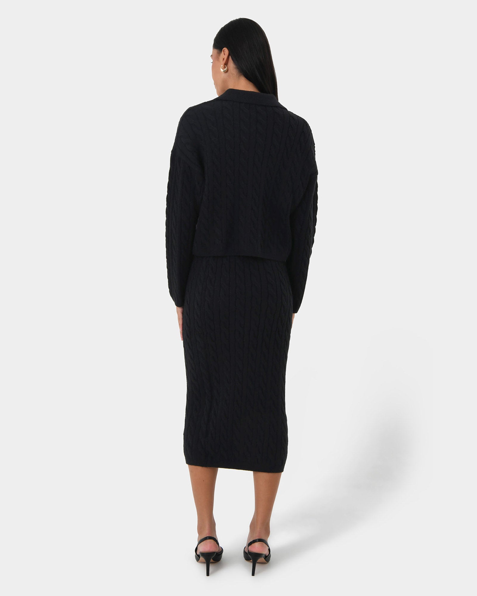 Honesty Cable Midi Knit Skirt