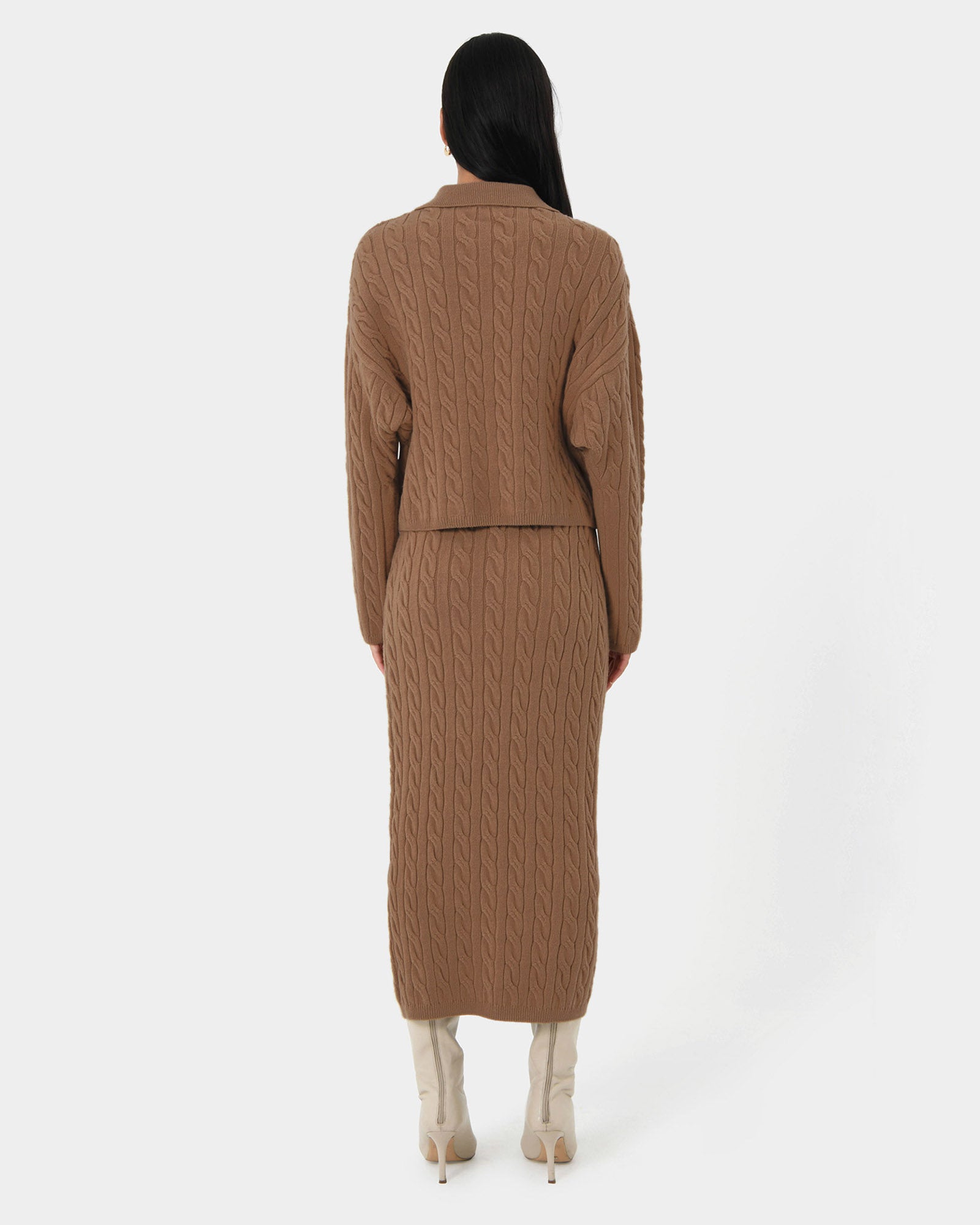 Honesty Cable Midi Knit Skirt