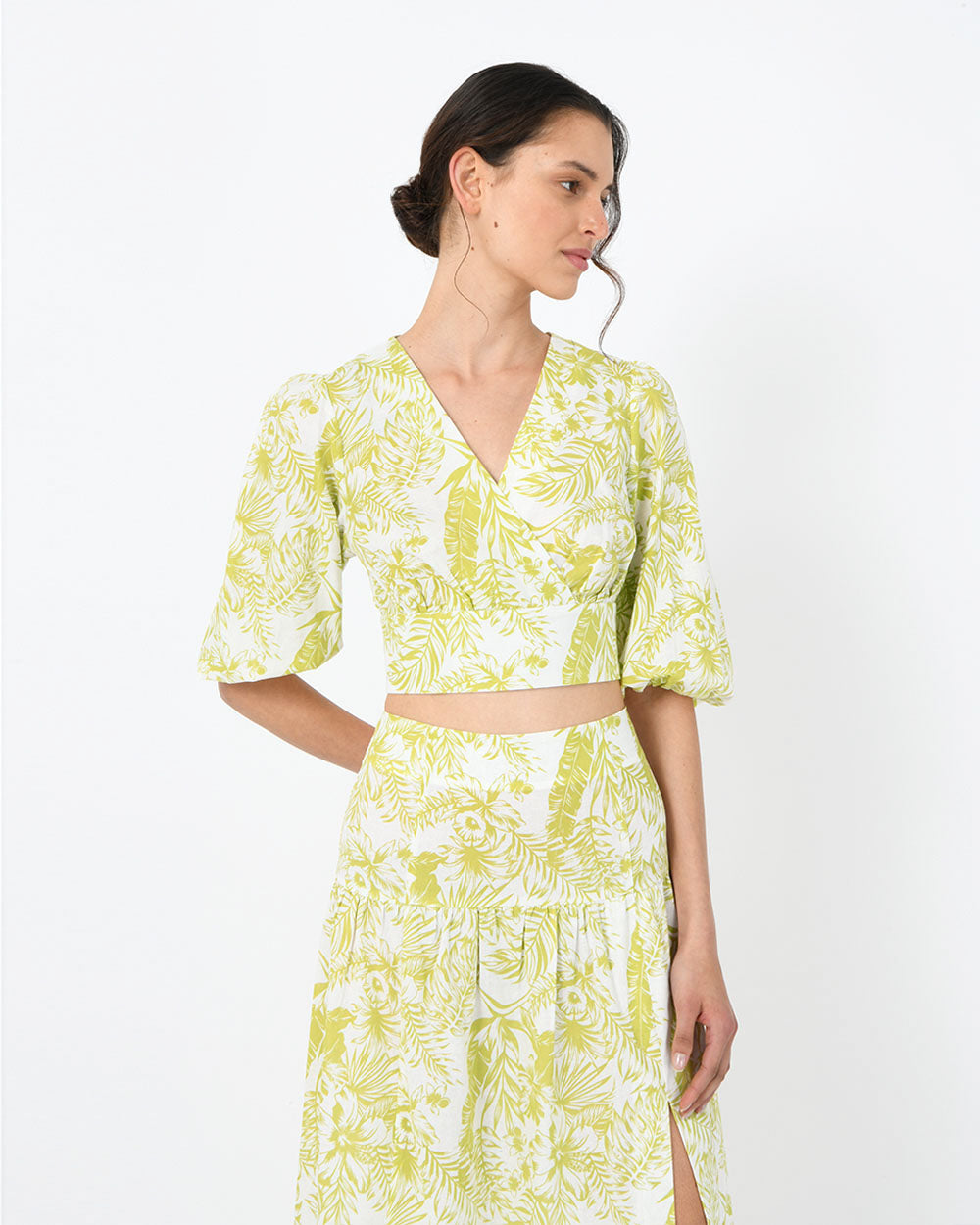 Tropez Tropical Print Crop Top