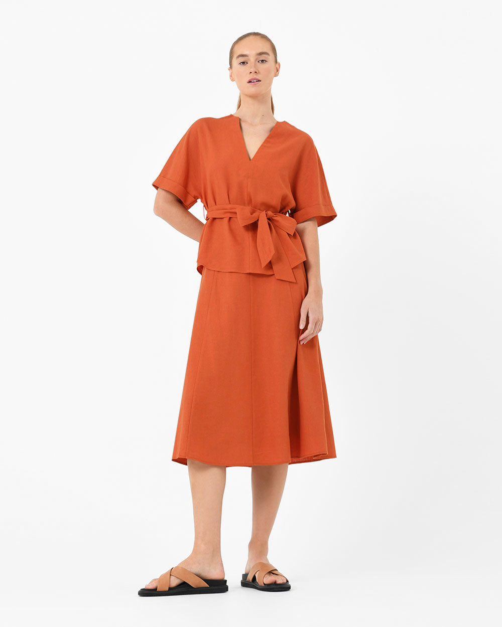 Claudia Tie Waist Linen Top