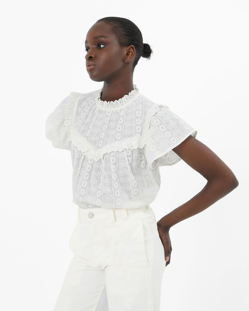 Vitanic Crochet Ruffle Top