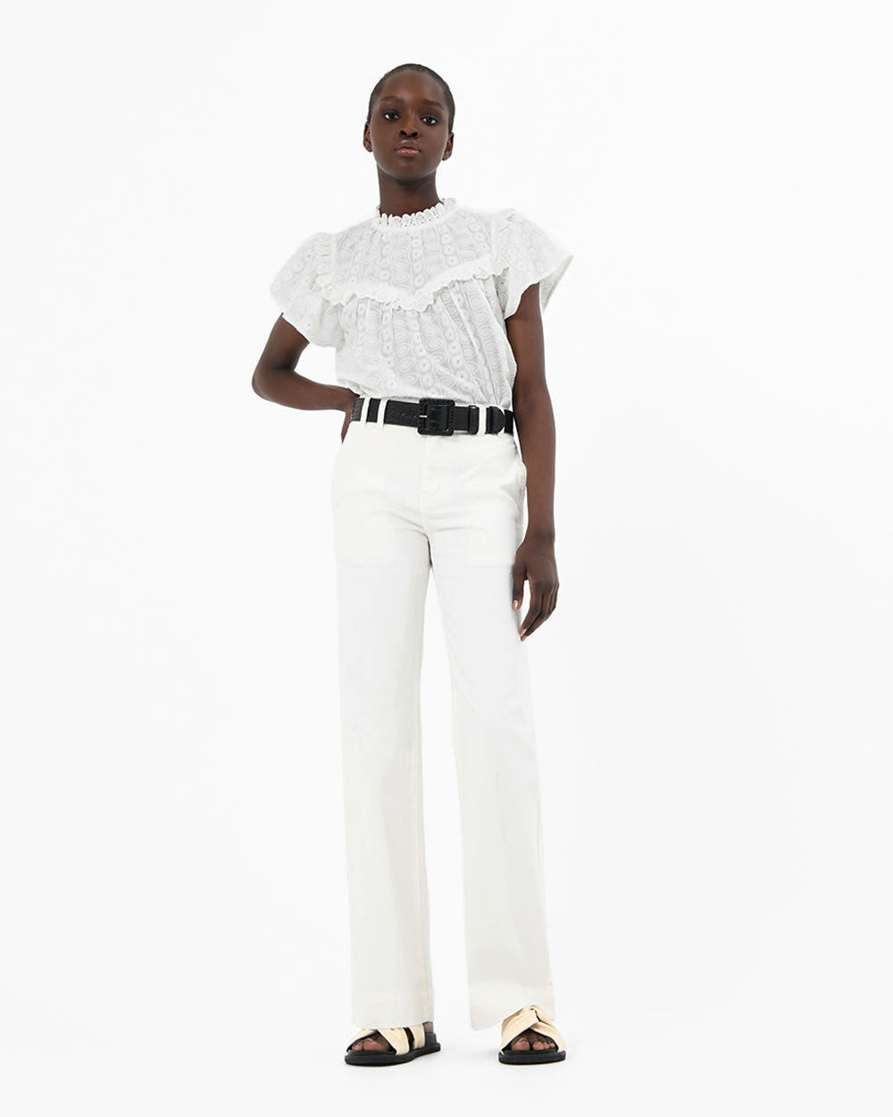 Vitanic Crochet Ruffle Top