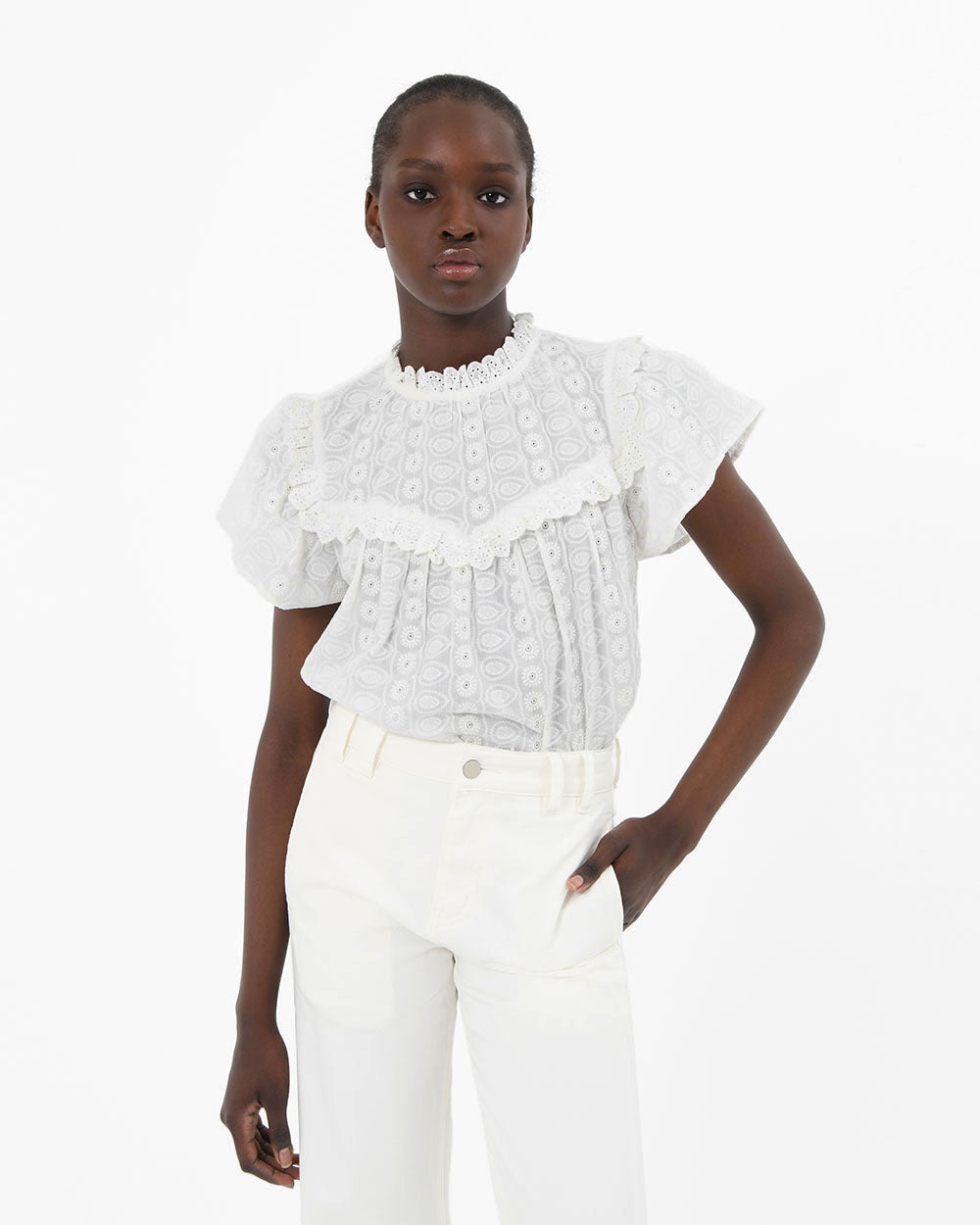 Vitanic Crochet Ruffle Top