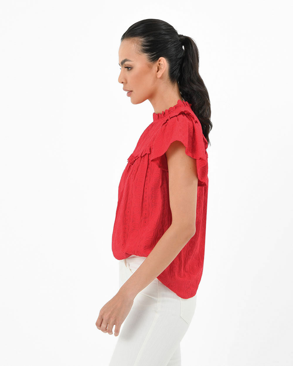 Vitanic Crochet Ruffle Top