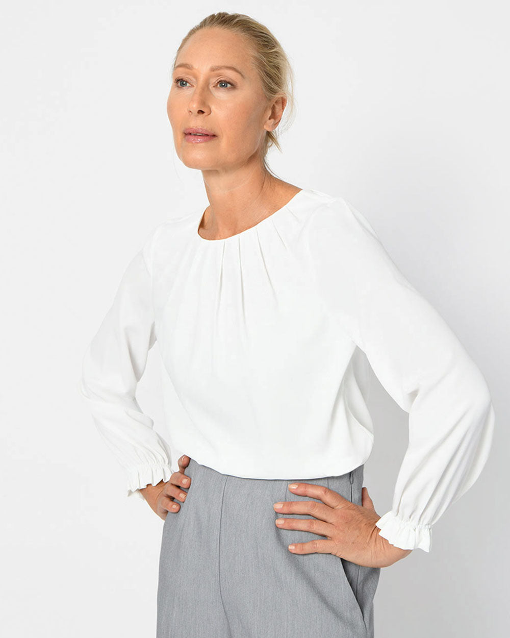 Vada Pleated Neck Blouse