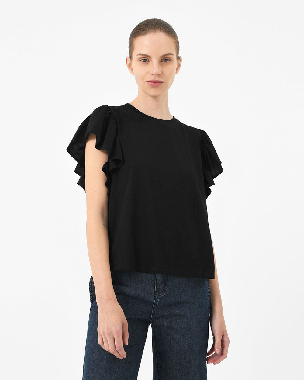Akane Ruffled Jersey Top