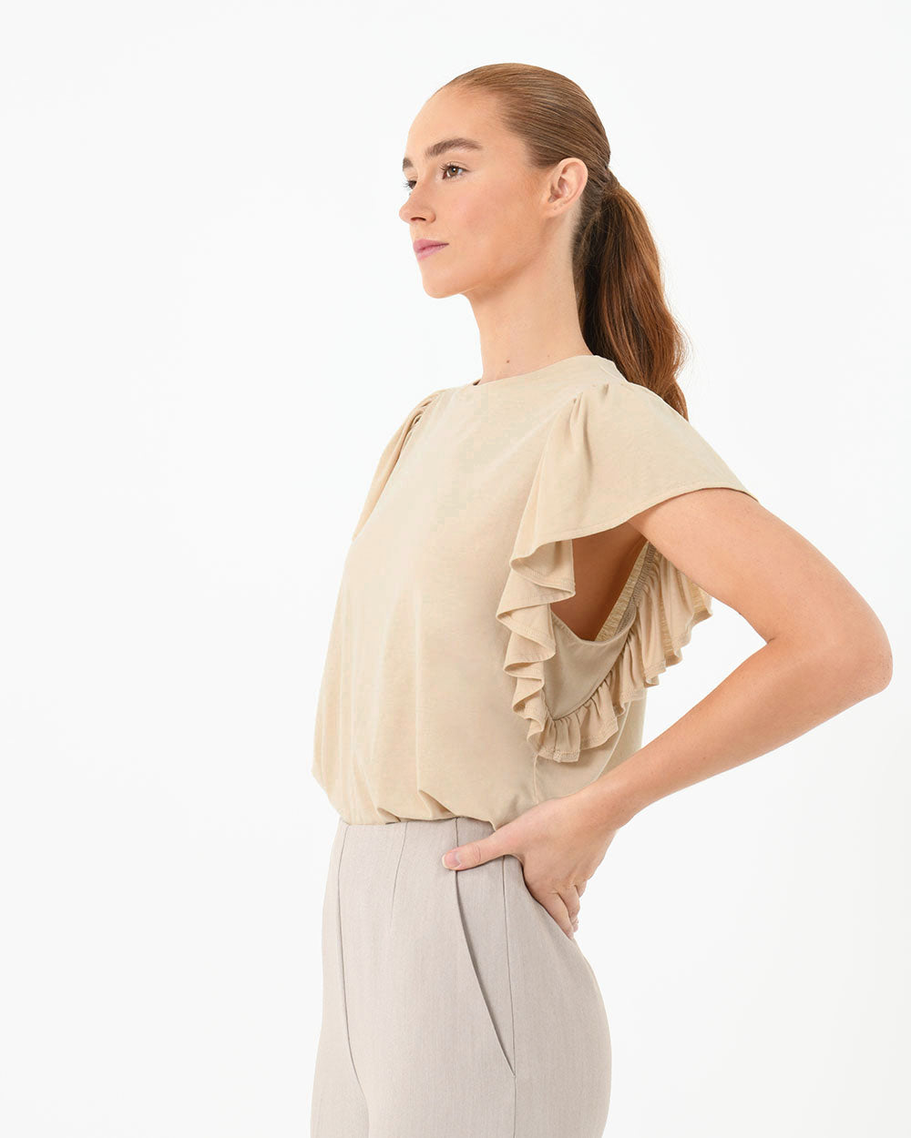Akane Ruffled Jersey Top