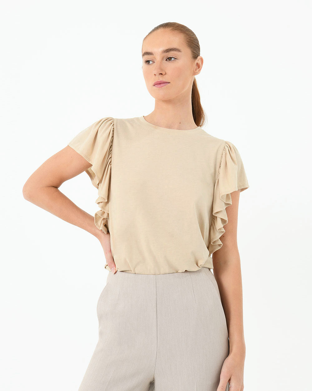 Akane Ruffled Jersey Top